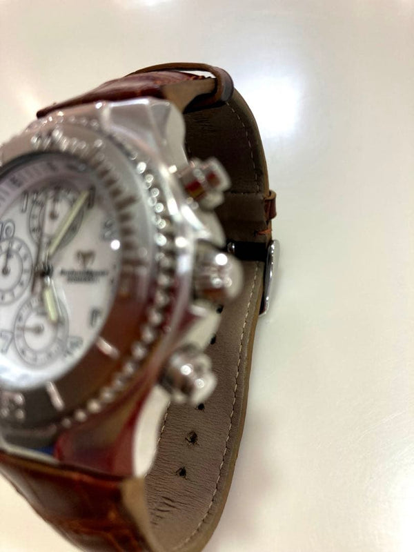 Technomarine Mother Of Pearl Dial Crocodile Strap Quartz Wristwatch Japanese