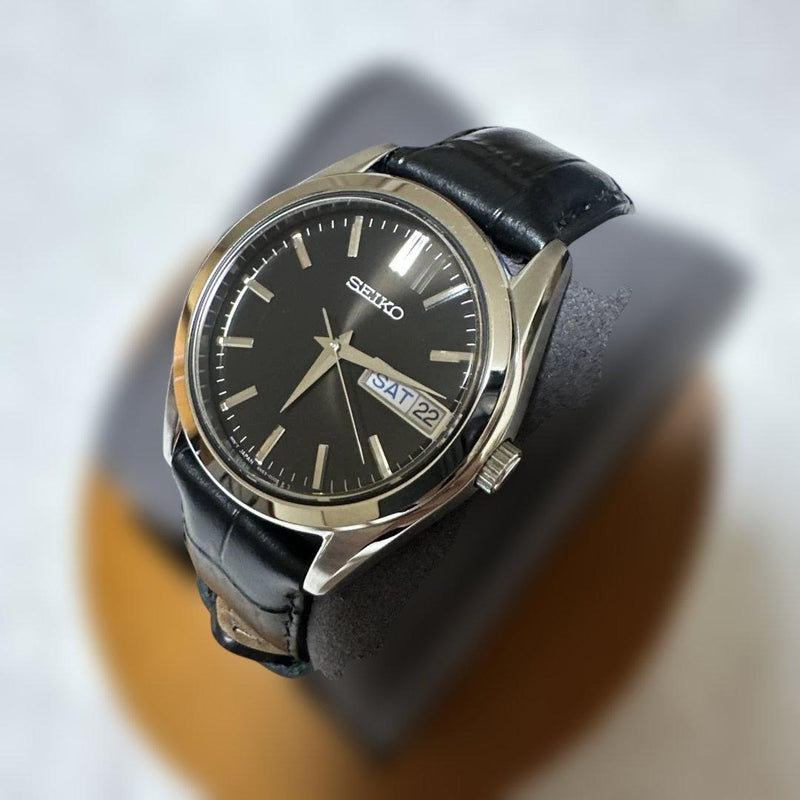 Seiko Sbth011 Black Vintage Classic Mens Wristwatch Japanese Quartz Stainless