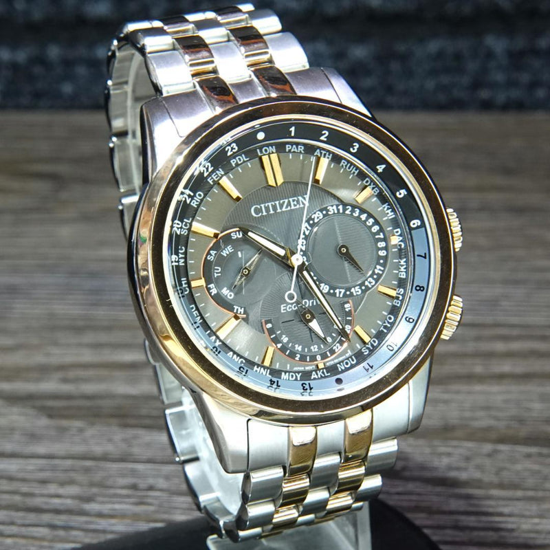 Eco-drive Calendrier Full Set Mens Wristwatch Japanese Solar Powered
