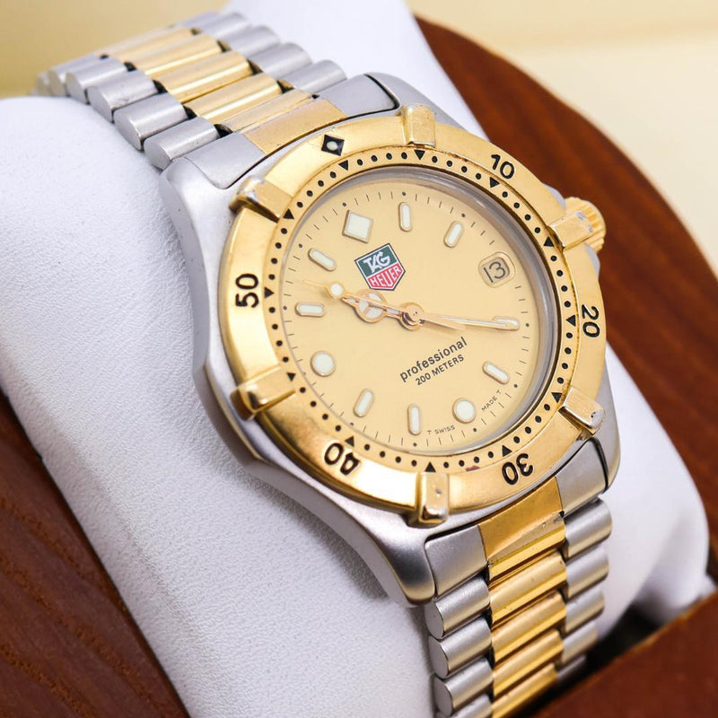 Working Tag Heuer Professional Boys Wristwatch Gold 3346 Japanese Vintage