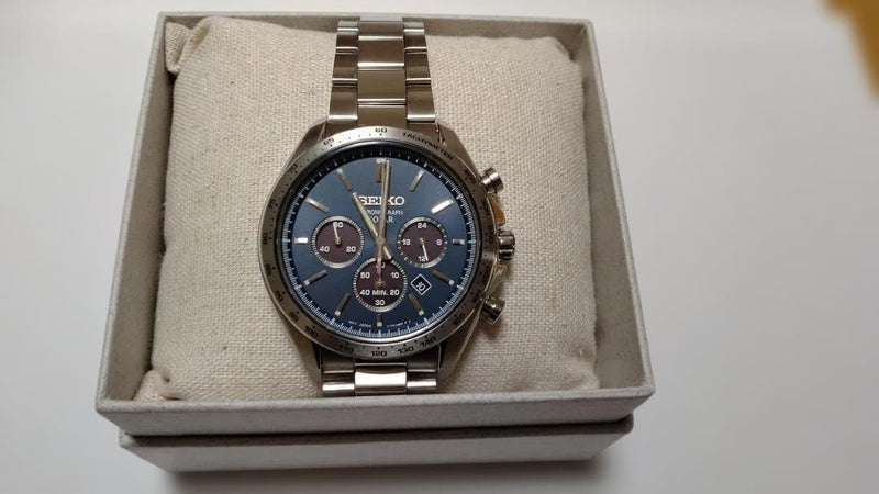Seiko Chronograph Solar Sbpy163 Blue Dial Mens Wristwatch Japanese Quartz