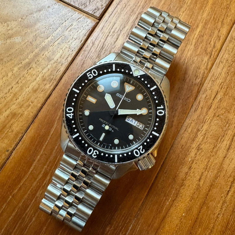 Seiko 7c43-6010 Diver Watch Vintage Japanese Quartz Jubilee Bracelet Mens