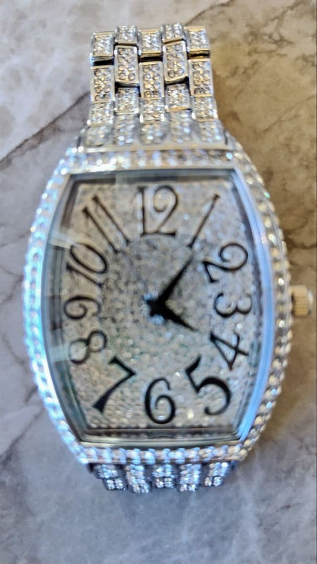 Luxury Zirconia Mens Conquistador Full Diamond Wristwatch Japanese