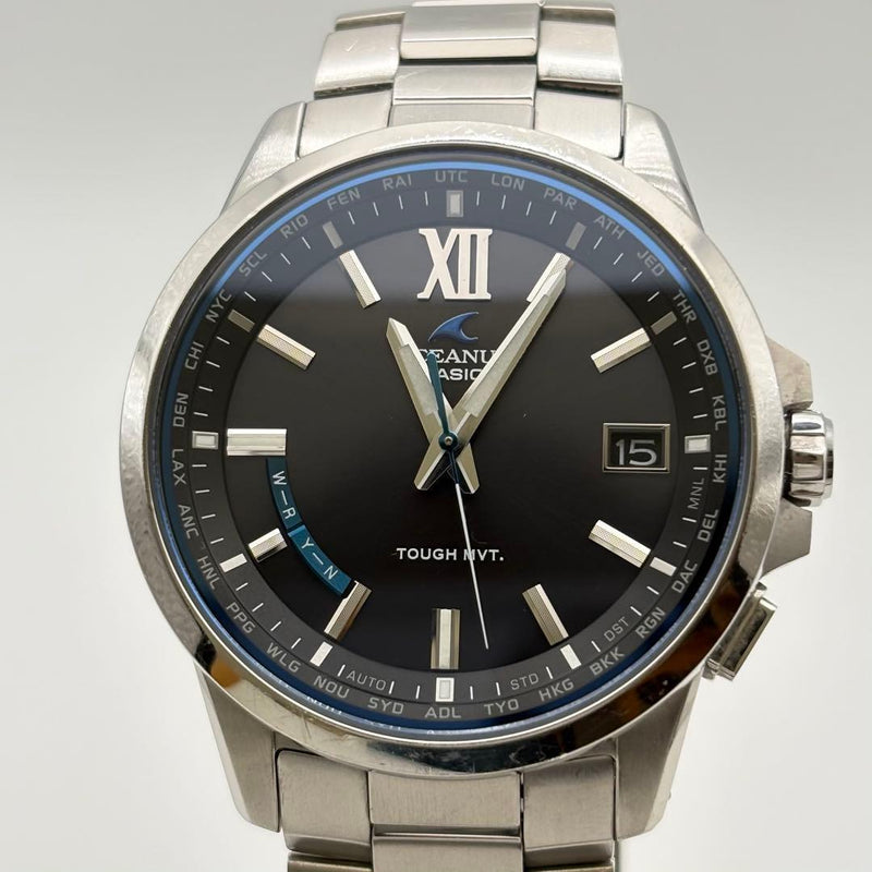 Working Casio Oceanus Ocw-t150 Mens Wristwatch Radio Solar Japanese Titanium