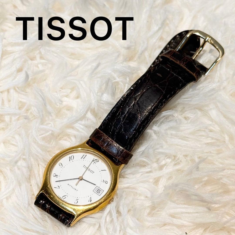 Tissot Stylist Quartz Ladies Wristwatch F355a Leather Belt Vintage Japanese