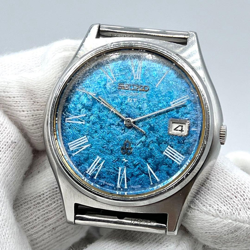 Seiko 0822-7000-g Blue Marble Dial Mens Wristwatch 1974 Vintage