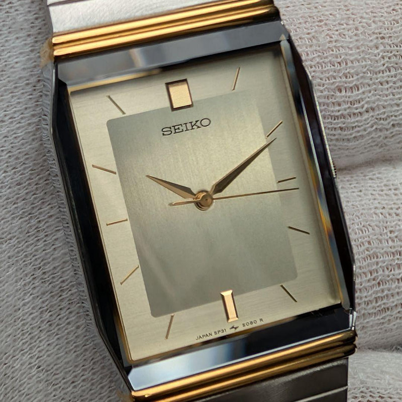 Working Seiko Tank Mens Wristwatch 90s Vintage Japanese Quartz Stainless Steel