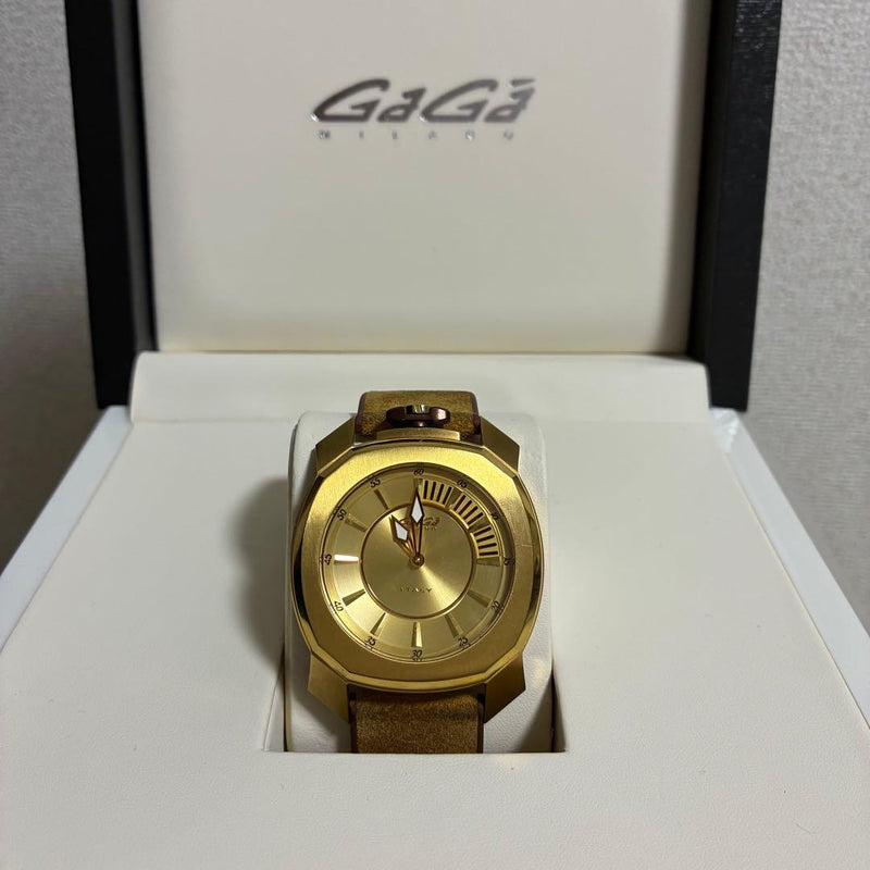 Gaga Gold Analog Quartz Wristwatch Japanese Vintage Mens Womens Stainless Steel
