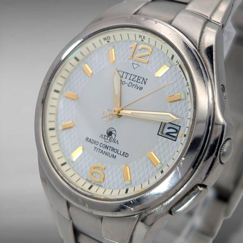 Working Citizen Attesa H410-t003788 Radio Solar Titanium Mens Wristwatch