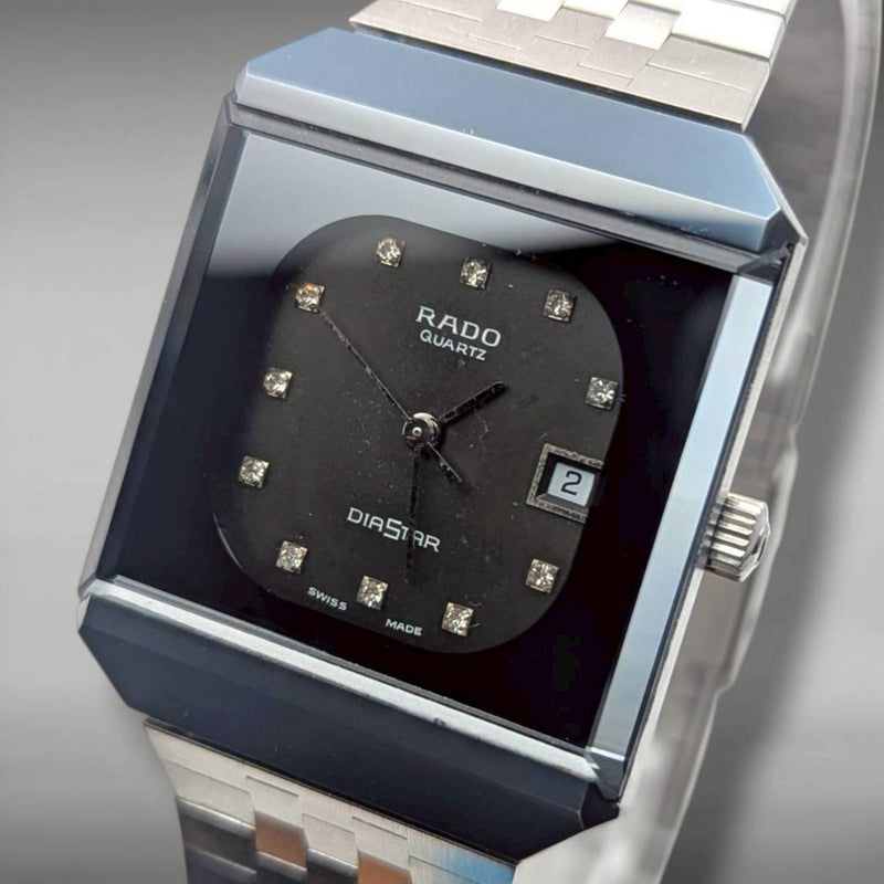 Rado Diastar 11p Diamond Mens Wristwatch Vintage Japanese Hard Case