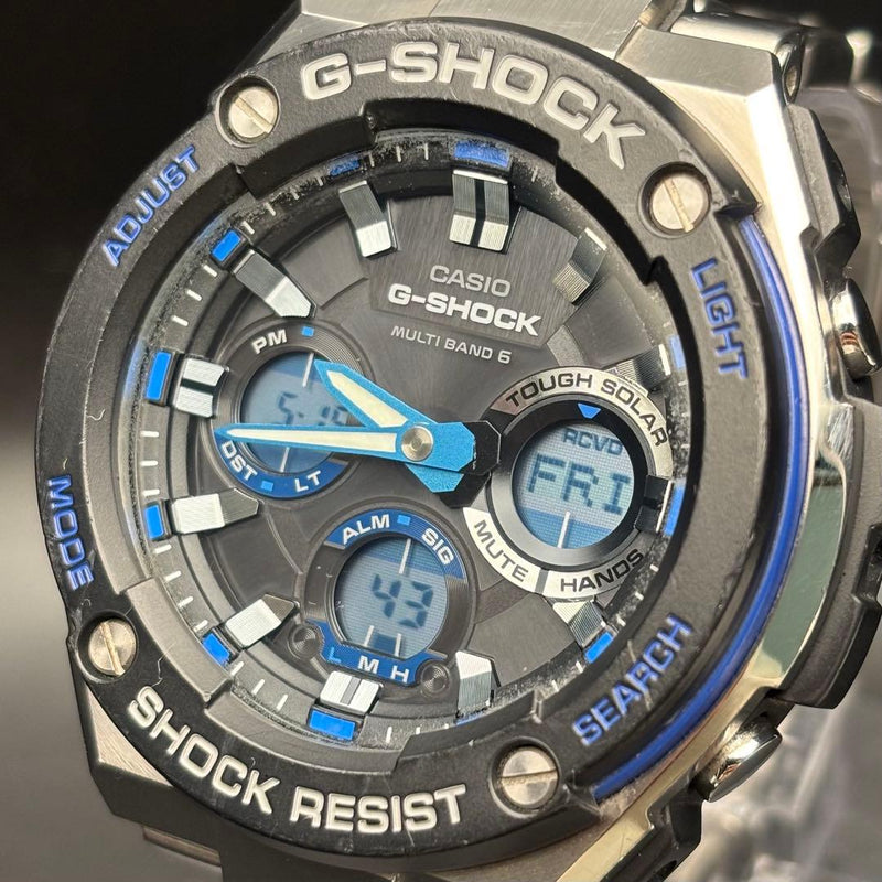 Working Casio G-shock Gst-w100d Radio Solar Mens Wristwatch Japanese Stainless