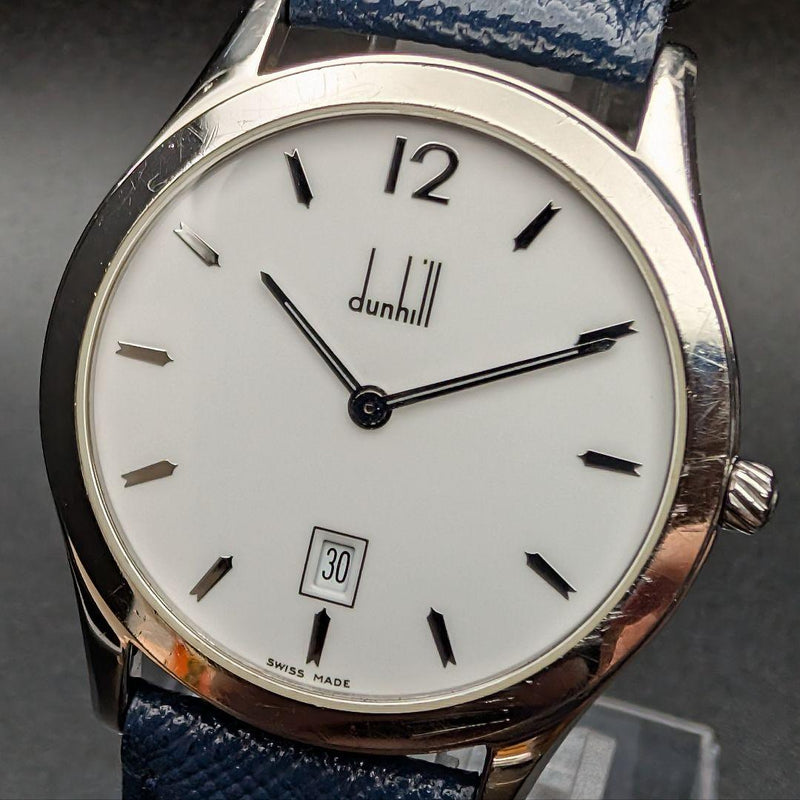 Dunhill Cityscape Quartz Date Mens Wristwatch White Dial Japanese Vintage