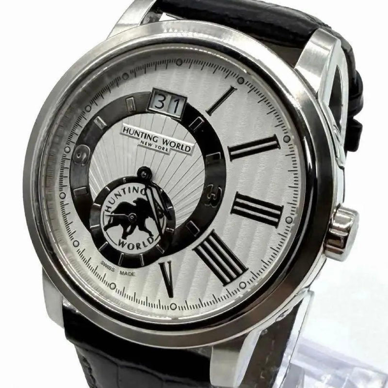 Working Hunting World Crescente Wristwatch Hw910ssibk Japanese Vintage Quartz