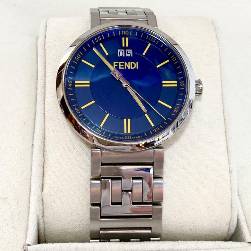 Fendi 1050g Mens Wristwatch Blue Dial Japanese Quartz Vintage Stainless Steel