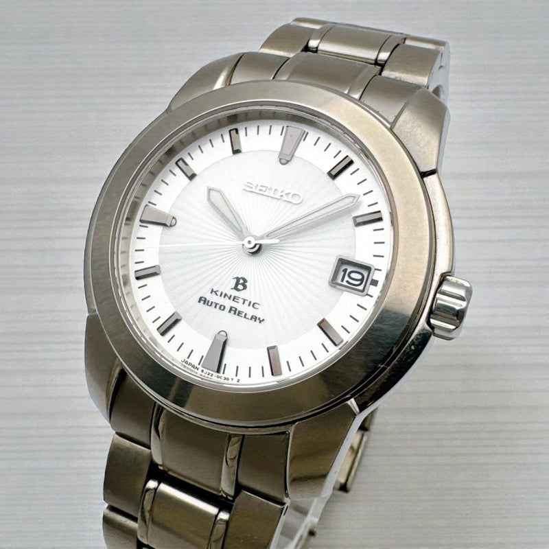 Brightz Kinetic Guilloche Dial Titanium Mens Wristwatch Japanese Vintage