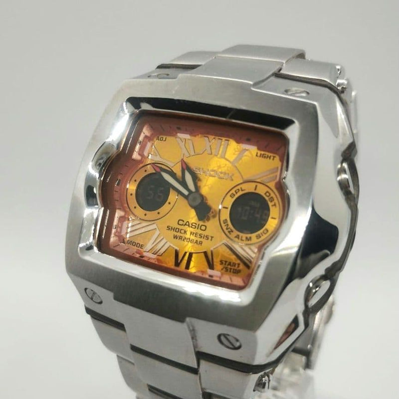 Working G-shock G-011ad Full Metal Square Ana-digi Mens Wristwatch Japanese