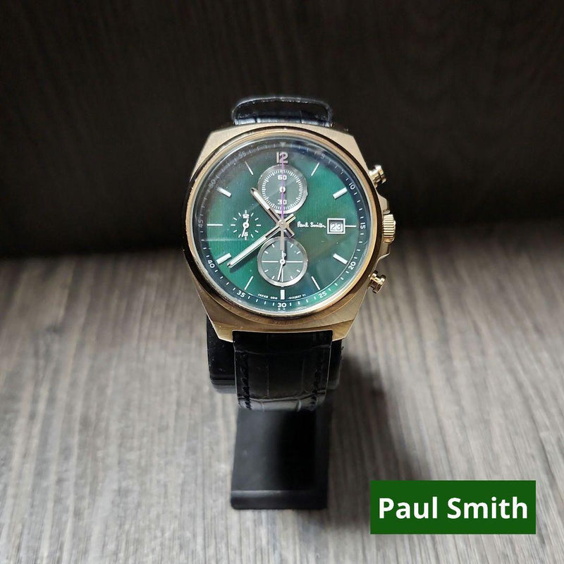 Paul Smith Chronograph Dark Green Gold Mens Wristwatch Japanese Quartz Vintage
