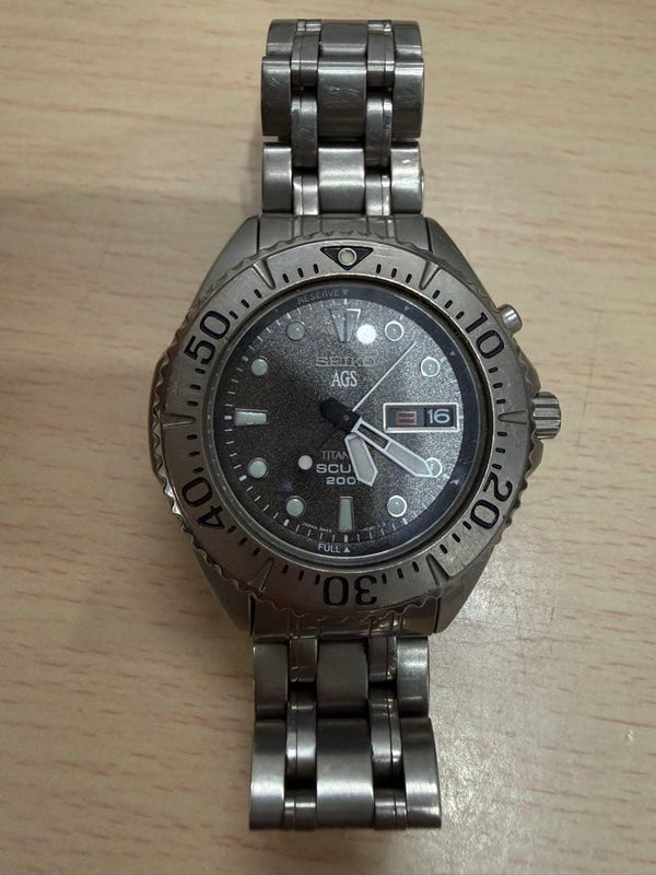 Seiko Ags Scuba 200 Mens Wristwatch Japanese Vintage Kinetic Diver Watch