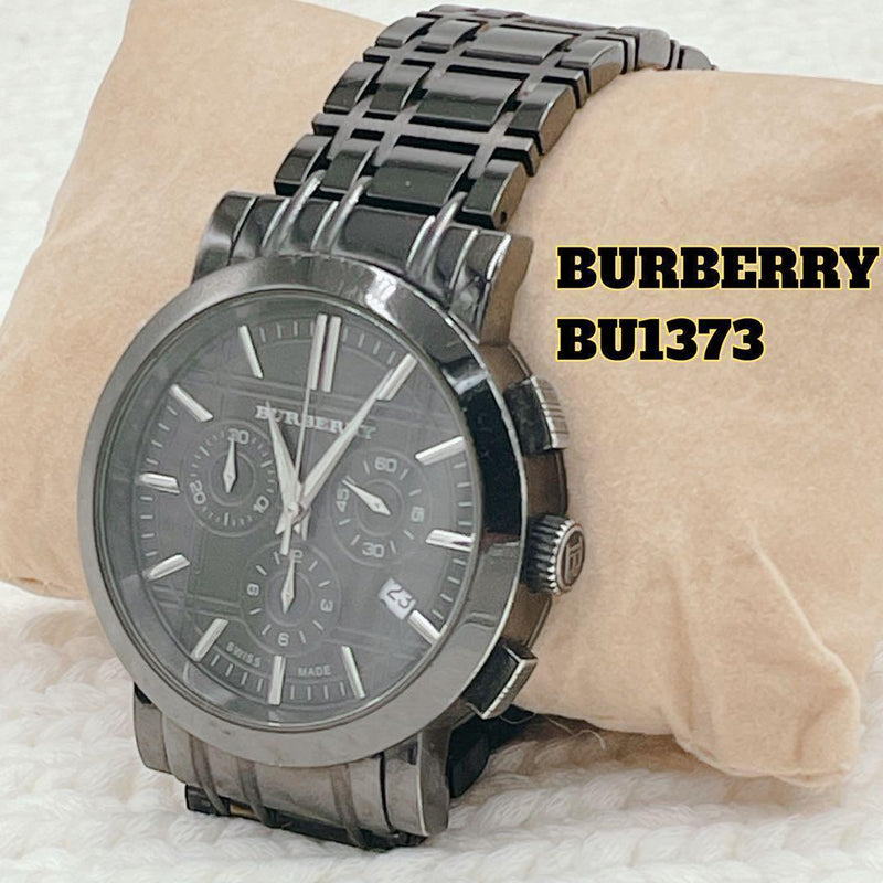 Burberry Bu1373 Chronograph Mens Wristwatch Japanese Quartz Black Dial