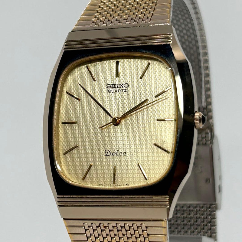 Dolce Tungsten Guilloche Quartz Mens Wristwatch Japanese Vintage Battery