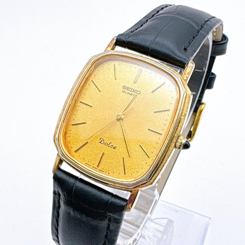 Seiko Dolce Mens Quartz Wristwatch Octagon Case Dress Watch Japanese Vintage