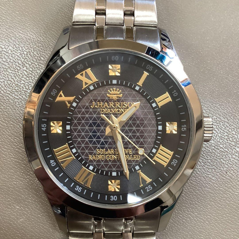 John Harrison Solar Wave Radio Wristwatch Natural Diamond Japanese Mens Watch