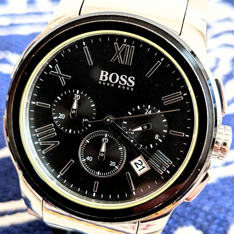Working  Chronograph Black Dial Mens Wristwatch Japanese Quartz