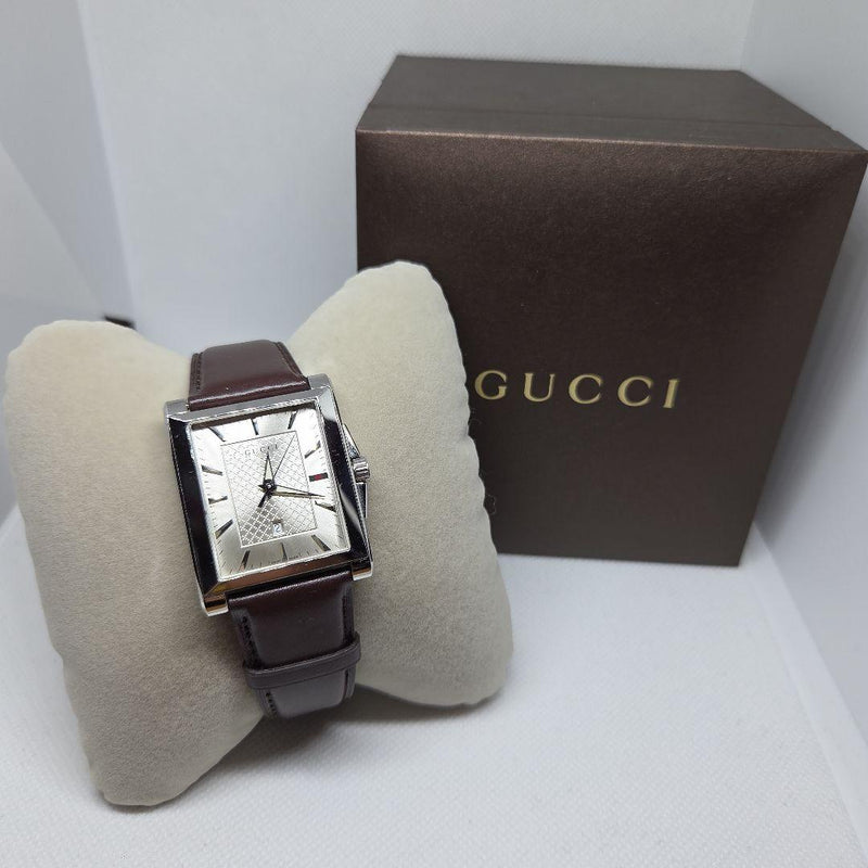 Quartz Wristwatch Silver Brown Dial Japanese Vintage Womens Stainless