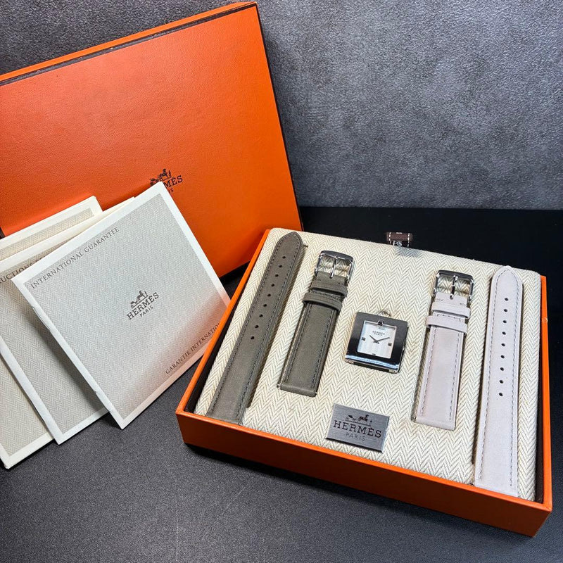 Working  H-watch Square Mens Wristwatch Vintage Japanese Quartz Stainless