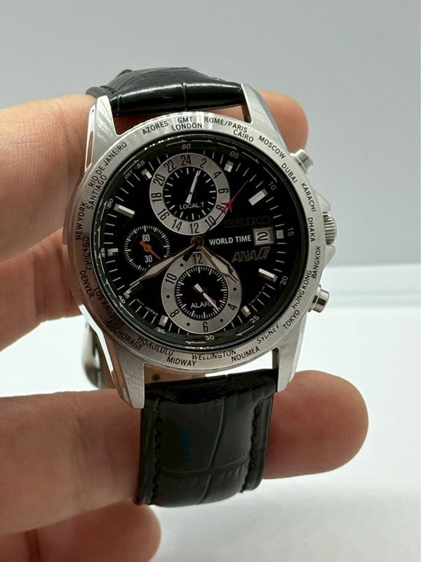 Ana X  World Time 5t82-0ah0 Mens Wristwatch Japanese Quartz Vintage