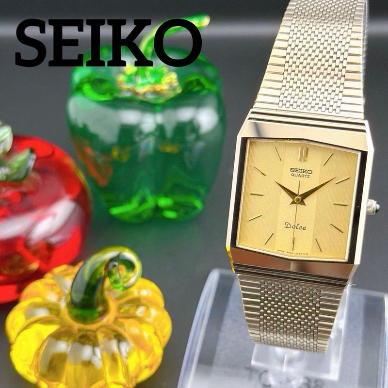 Old  Dolce Tank Gold Quartz Mens Wristwatch Japanese Vintage Classic Dress