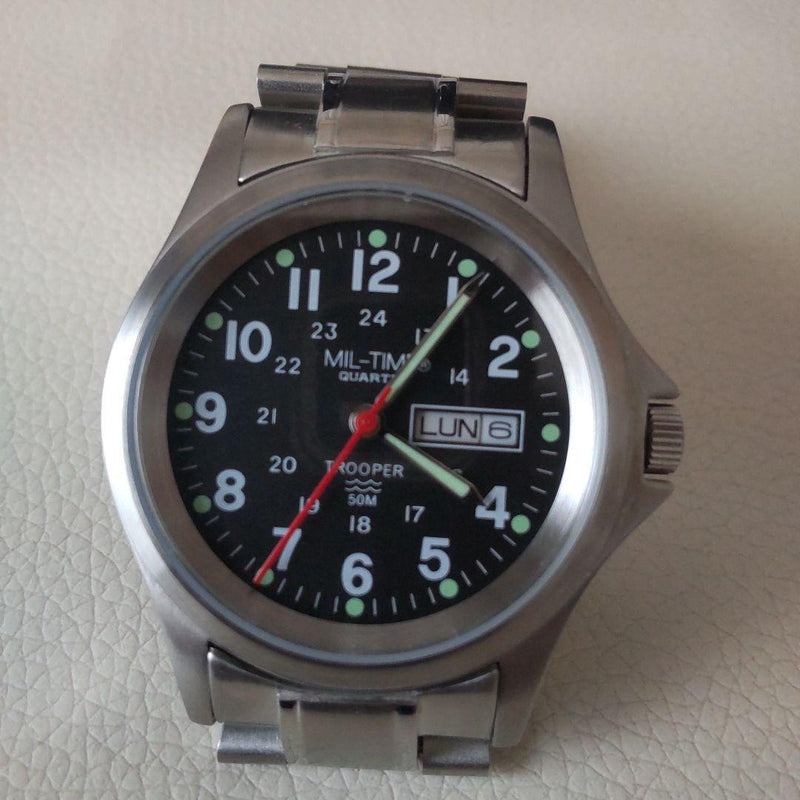 Mil-time Watch Quartz Wristwatch Japanese Vintage Military Style Stainless