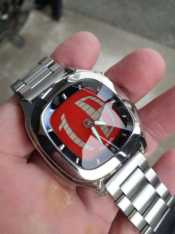 Authentic  Big Tic Mens Wristwatch Red Dial Japanese Vintage Quartz