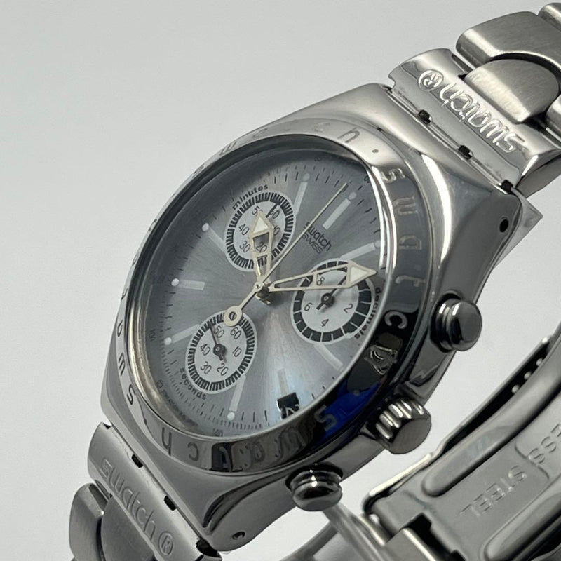 Irony Wheeling Ycs408 Silver Tone Mens Wristwatch Japanese Quartz