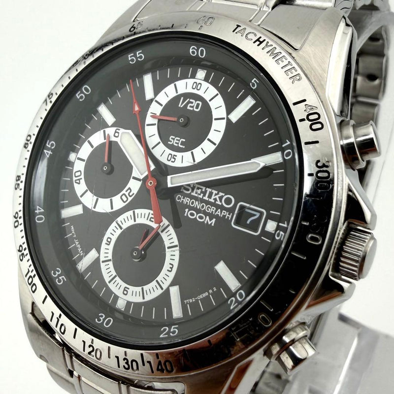 Working Seiko 7t92-0dw0 Chronograph 100m Water Resistant Mens Japanese