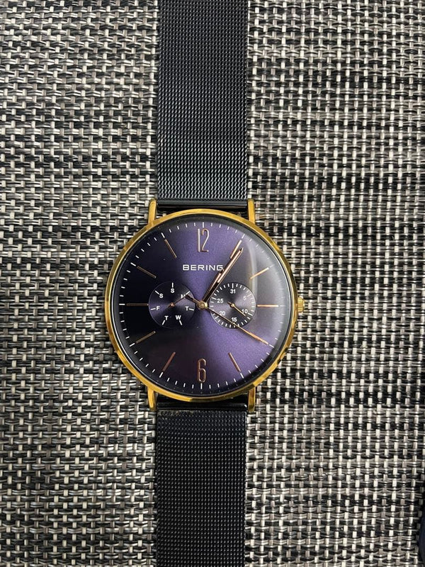 Bering Purple Dial Mens Wristwatch Japanese Quartz Vintage Stainless Steel