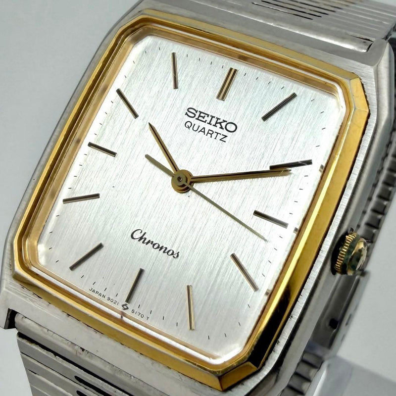 Working Seiko Chronos 9021-5130 Vintage Japanese Mens Wristwatch Gold Tone
