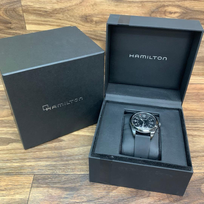 Hamilton Khaki Field Date All Black Quartz Mens Wristwatch Japanese Military