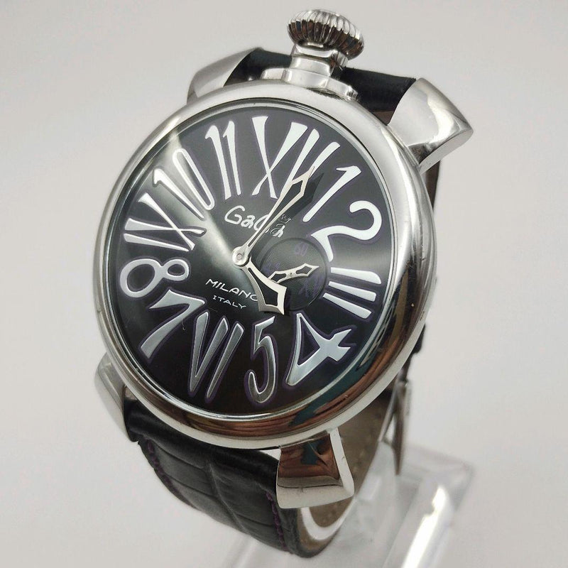 Working Gaga Milano Manuale Slim 46mm Mens Wristwatch Black Genuine Belt