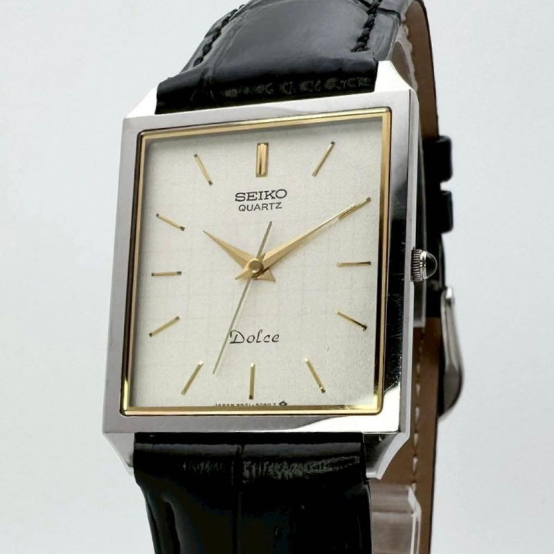 Seiko Dolce 80s Vintage Mens Wristwatch Hard Alloy Mesh Dial Japanese Quartz