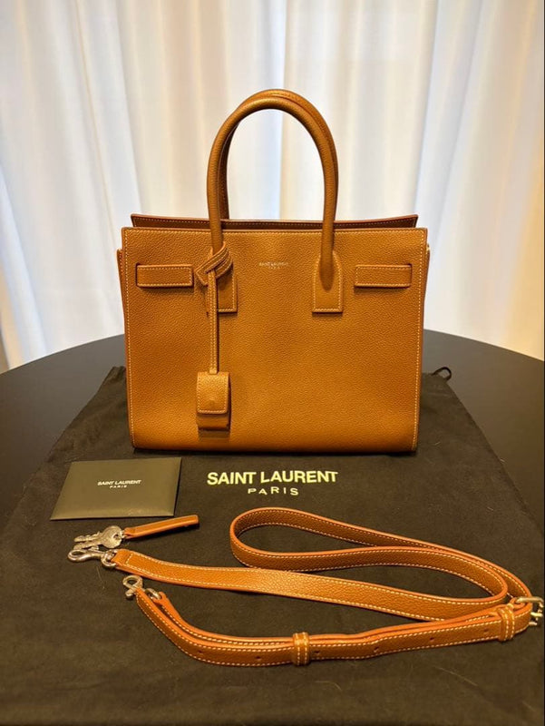 Saint Laurent Sac De Jour Handbag Shoulder Bag Brown Leather