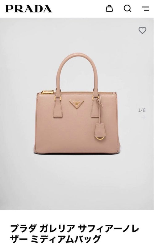 Prada Saffiano Leather Handbag Shoulder Bag Pink Metal Hardware