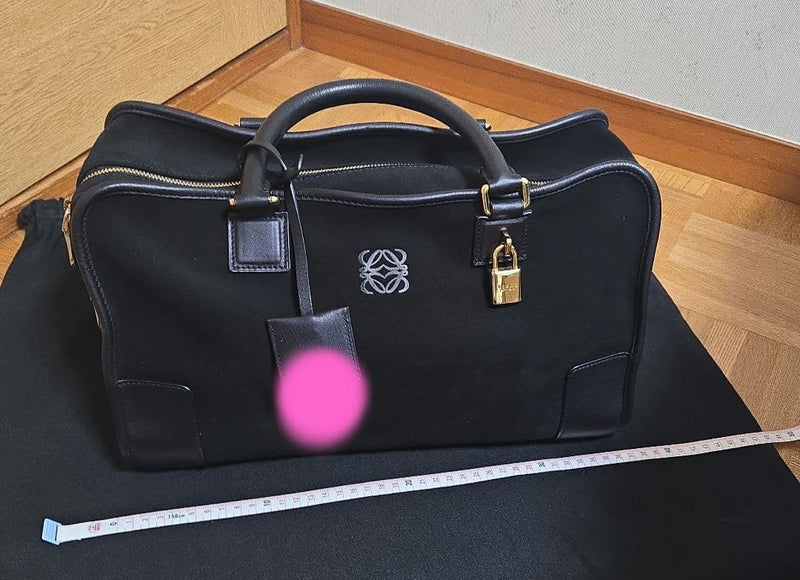Loewe Amazona 36 Handbag Tote Suede Black