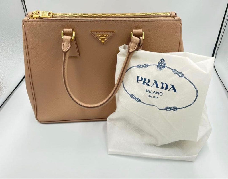 Prada Galleria Tote Bag Saffiano Leather Beige 2way Shoulder Handbag