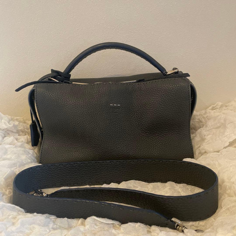 Fendi Selleria Lei 8BL137 2-Way Shoulder Bag Leather Grey