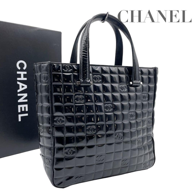 Chanel Choco Bar Tote Bag Enamel Black