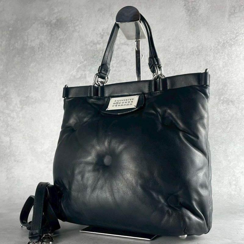 Maison Margiela Glam Slam S56WD0133 Shoulder Bag Black Grain Leather Silver