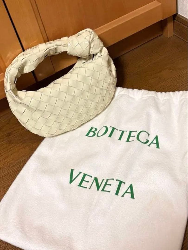 Bottega Veneta Mini Jodie Handbag Leather Cream Woven Design