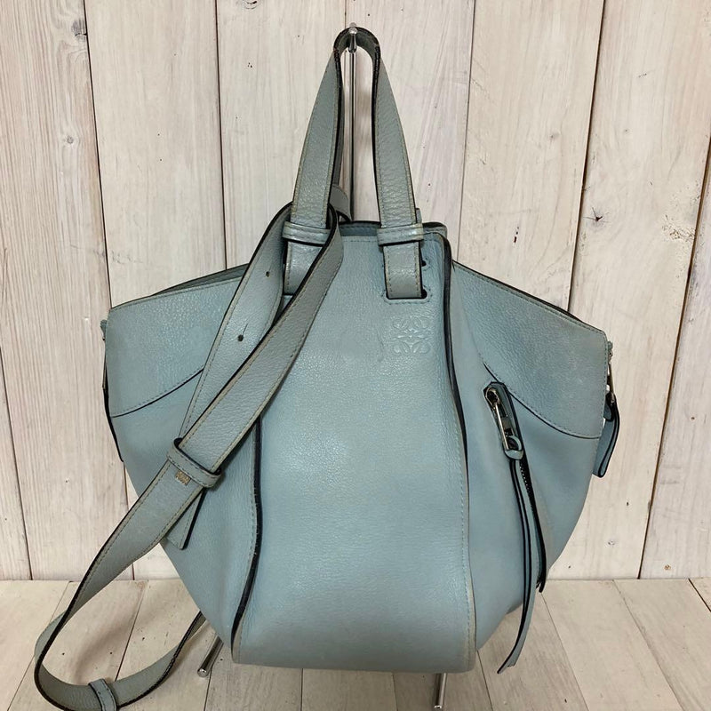 Loewe Hammock Small 2way Handbag Smoke Blue Leather Crossbody Shoulder Bag