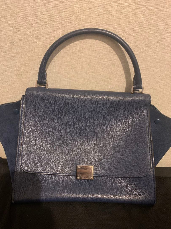 Celine Handbag Tote Bag Navy Leather Gold Hardware